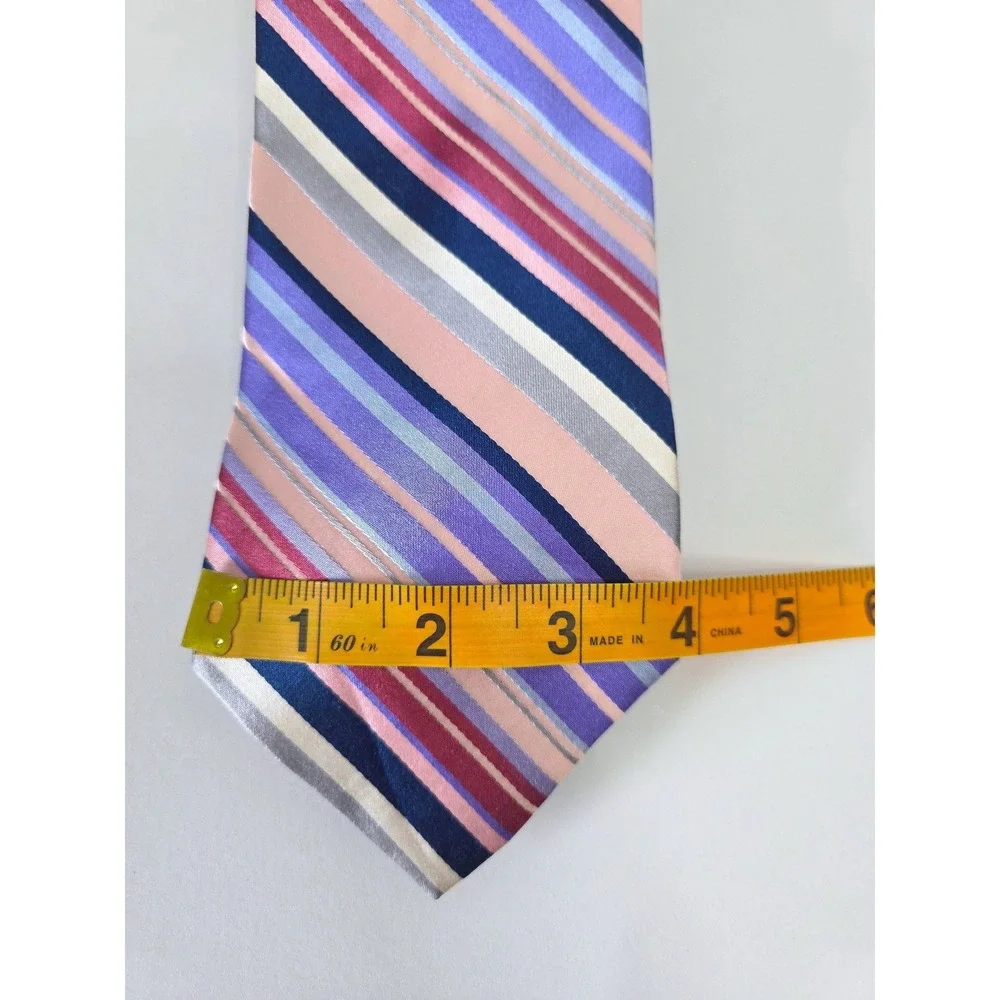 Murano‎ Extra Long Silk Tie Purple Blue Pink Striped Diagonal Business Formal